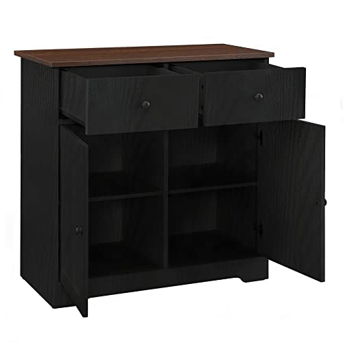 Good & Gracious Sideboard Buffet Storage Cabinet Kitchen Floor Cupboard For Dining Room, Home Storage, Contemporary, Black #TOP5
