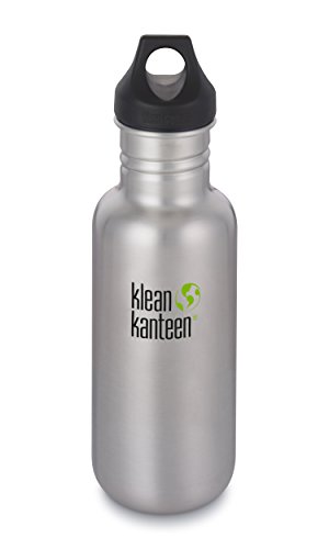 Klean Kanteen Classic Stainless Steel Water Bottle Single Wall and Leak Proof Loop Cap, Brushed Stainless, 18oz