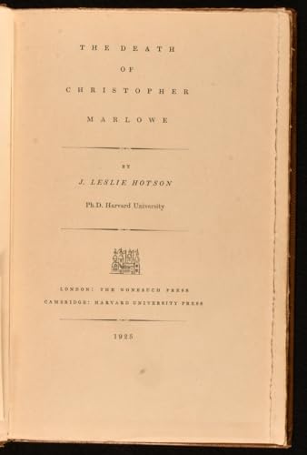 The Death of Christopher Marlowe B0006AJJFG Book Cover