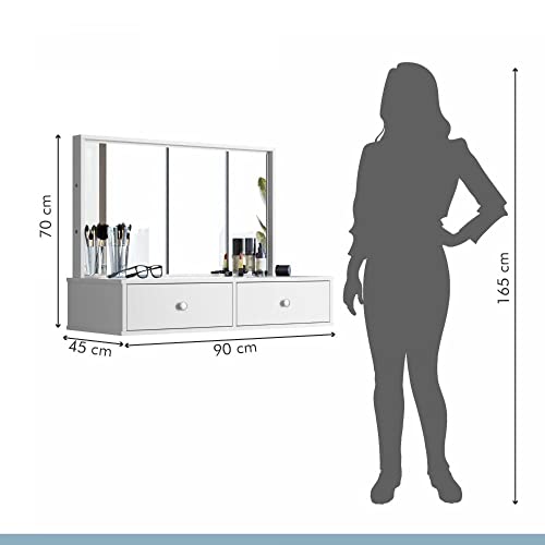 Penteadeira Camarim com Espelho Onix Tigus Baby Branco