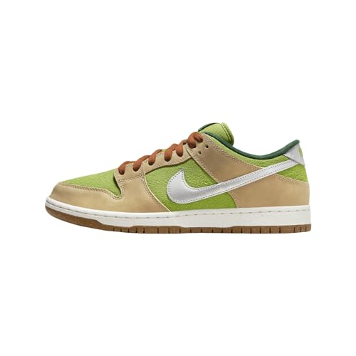 Nike SB Dunk Low Pro Skate Shoes (FQ7585-200, Sesame/Pear/Fir/Metallic Silver) Size 12