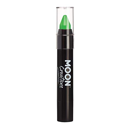Moon Creations Face Paint Stick Body Crayons | Green | 3.2g | Sweat Proof & Water-Resistant Face Paint | Cruelty Free Made in UK | For Kids Adults Fancy Dress Festivals Halloween