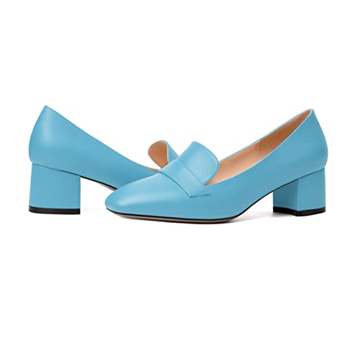 Image of MODENCOCO Womens Square Toe Slip On Comfortable Casual Matte Work Chunky Low Heel Loafers Shoes 2 Inch