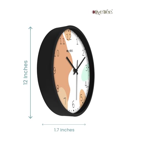 Image of Olive Tree Wall Clock 12 inch Silent Quartz Decorative Multicoloured Wall Clock Non-Ticking Classic Clock Battery Operated Round Easy to Read for Room /Home /Kitchen /Bedroom /Office /School - 9048