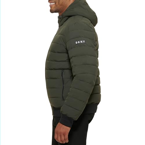 Image of DKNY Men's Quilted Performance Hooded Bomber Jacket