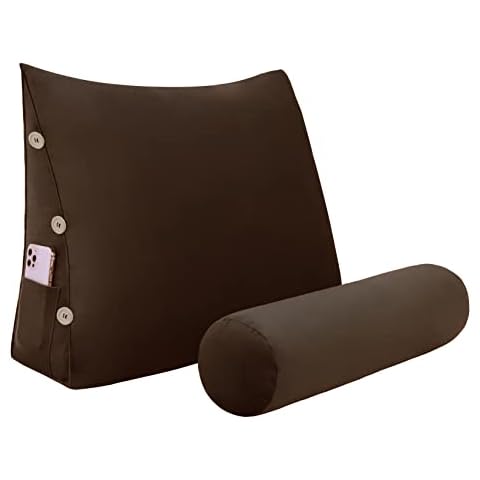 homecozy Rückenkissen KeilKissen mit Nackenrolle Rückenlehnen Sofakissen Lesekissen Nackenstütze Nackenkissen Große Kissen Zierkissen Cover