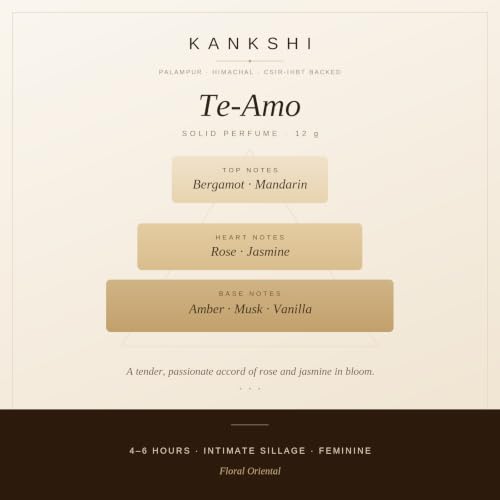 Image of KANKSHI Te-Amo Solid Perfume 12g | Rose, Jasmine & Warm Vanilla Amber | Alcohol-Free Pocket Perfume Balm | Long Lasting Romantic Fragrance for Women | Travel Friendly, Spill Proof & Gift Ready