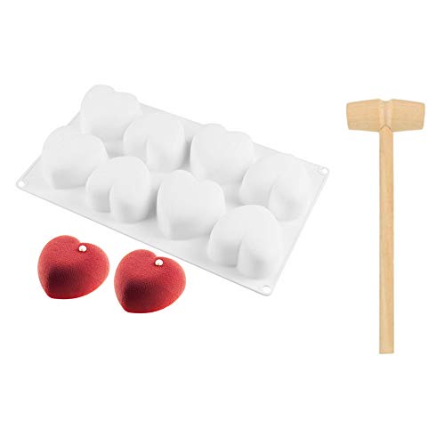 YGMXZL Molde de silicona con forma de corazón, molde de silicona en forma de diamante en forma de corazón 3D, molde de postre de silicona antiadherente para pasteles, dulces, cupcakes (8 cavidades C)