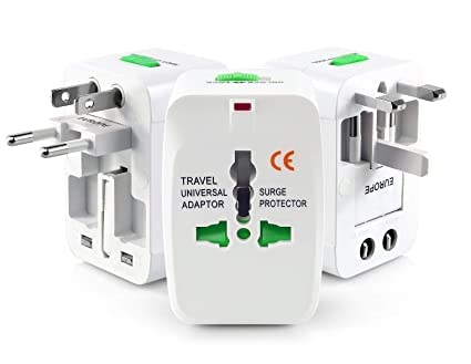 Universal Travel Adapter with Built-in Dual USB Charger Ports 100-240V Surge/Spike Protected Electrical Plug (White)-image-6