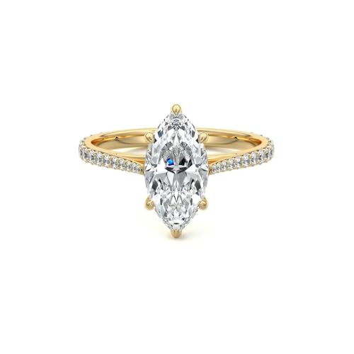 10K 14K 18K Gold 1-3 Carat Marquise Cut Moissanite Engagement Rings for Women D Color Moissanite Marquise Promise Wedding Ring for Her Size 3-15