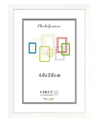 CHELY INTERMARKET MOD272 Marco Fotos Grande 40x50cm Galería Decorativo Color Blanco Estilo Moderno Clásico Madera Moldura Relieve Cuadro Horizontal Vertical Poster Diploma Pared Estético