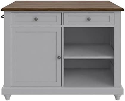 DHP Kelsey Kitchen Island with 2 Stools, Gray