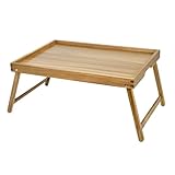 VaeFae Acacia Wood Bed Tray Table with Folding Legs, Extra Large Wooden Breakfast Tray for Eating in Bed, Multipurpose Bed & Lap Tray for Bedroom and Laptop