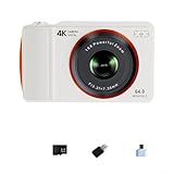 Fotocamera digitale, fotocamera compatta da 64 MP 4K con zoom 16x, fotocamera retrò HD autofocus punto e scatto fotocamera per viaggi Vloggi …