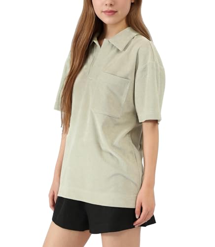 Men's Terry Towel Polo Shirt with Short Sleeve Chest Pocket Casual Unisex Top2