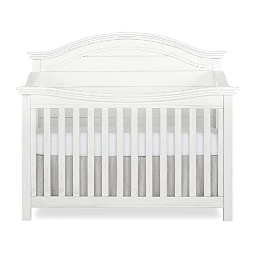 Evolur Belmar Curve 5-in-1 Convertible Crib in Weathered White, Greenguard Gold Certified, Features 3 Mattress Height Settings, Crafted from Hardwood, Wooden Nursery Furniture - Image 3