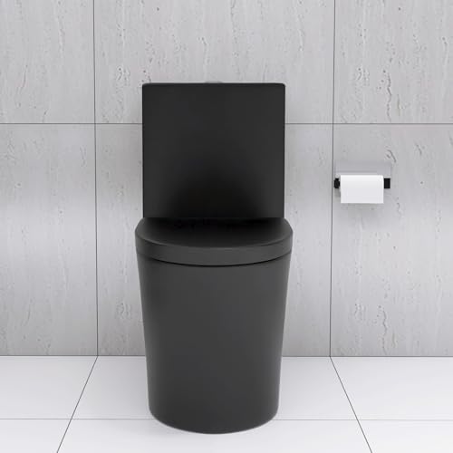 Inodoro alargado de una pieza negro mate con descarga dual ahorro de agua 1.1/1.6 GPF miniatura 3