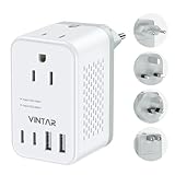 220V to 110V Voltage Converter US to Europe, VINTAR 2000W Detachable Power Converter Adapter Combo with Type A/C/G/I Plugs, International Travel Converter for Hair Dryer Straightener Curling Iron