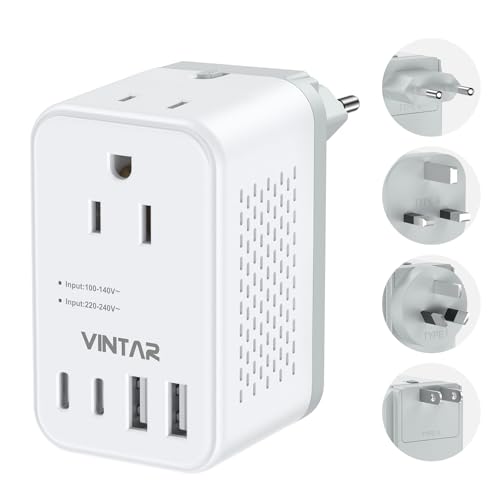 220V to 110V Voltage Converter US to Europe, VINTAR 2000W Detachable Power Converter Adapter Combo...