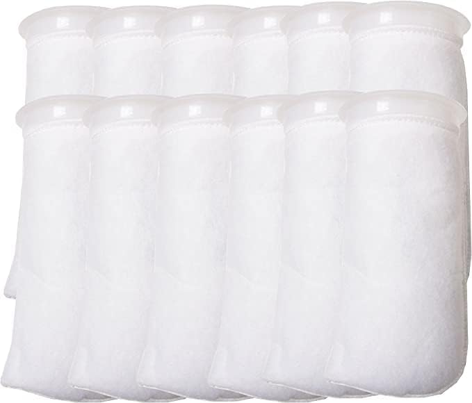 Filters4you- 12 Pack - 4 Inch Ring Filter Socks- Aquarium Felt- 4 Inch Ring By 9.5 Inch Long - 200 Micron- White
