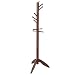 VASAGLE Coat Rack Free Standing with 11 Rounded Hooks, Wooden Hall Tree Enterway Coat Stand Coat Hanger Holder for Clothes, Hats, Purses Dark Walnut URCR02WN