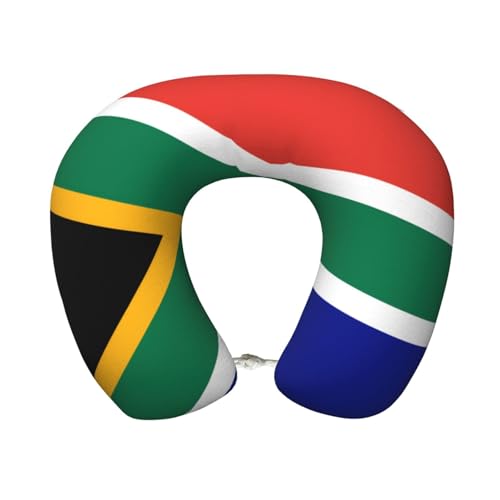 DngSer South African Flag Memory Foam Travel Pillow - U-Shaped Neck Support â€“ Perfect for Watching Movies, Working, Driving, Relaxing
