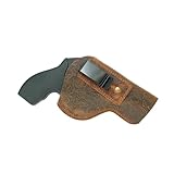 Genuine Leather IWB Gun Holster for Kimber K6S DA/SA Colt King Cobra Python Most K & L 6 Shot Revolvers in 3' .38 357 9 44cal. Ruger SP101 Flown Brown 3'