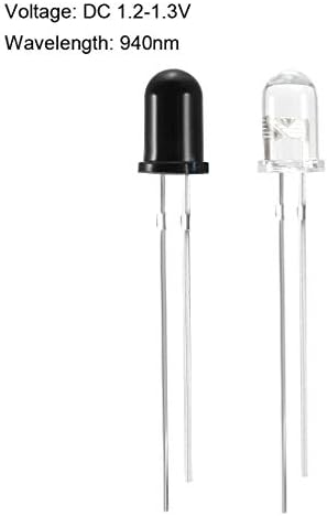 sourcing map 20pairs 5mm 940nm LEDs Infrared Emitter and IR Receiver Diode DC1.2-1.3V Light Emitting Diodes
