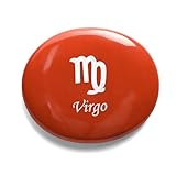 Gemstone Worry Stone, Natural Hand Carved Crystal Zodiac Anxiety Relief Plam Stone, Constellation Symbols Engraved Thumb Worry Stone, Zodiac Gift for Men Women, Meditation (Virgo-Red Jasper)