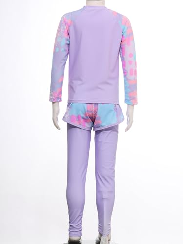 3Pcs Girls UPF 50+ Swimsuit Swimwear Anti-UV Rash Guard Set Rash Shirts and Swim Shorts Pants Set4