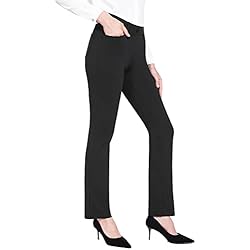 BALEAF Women's Petite Yoga Dress Pants Black Stretchy Work Slacks Business Casual Trousers with Pockets 29´´ Black L
