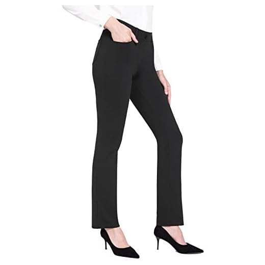 BALEAF Women's Yoga Dress Pants Black Stretchy Work Slacks Business Casual Pull on Trousers with Pockets 31" Black LT