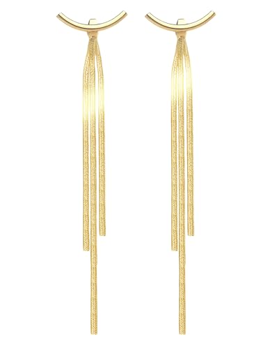 Long Dangle Earrings for Women – Elegant Dainty Tassel 18K Gold Plated Earrings for Womens in Prom Lightweight and Hypoallergenic Dangling Gold Earings for Women and Teens