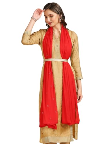 Image of DUPATTA BAZAAR Women's Embroidered Chiffon Dupatta with Delicate Sequins