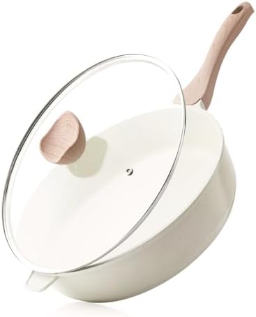 Kordisen Antihaft-Keramik-Bratpfanne, 30 cm, ungiftig, große Bratpfanne mit Deckel, gesunder Jumbo-Kocher, Sautepfanne zum Kochen, Induktionskochgeschirr, PFOA- und PFAS-frei