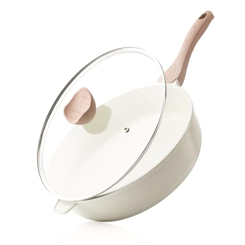 Kordisen Sartén profunda de cerámica antiadherente, 30 cm, no tóxica, sartén grande con tapa, olla jumbo saludable, sartén para cocinar, utensilios de cocina de inducción, libre de PFOA y PFAS