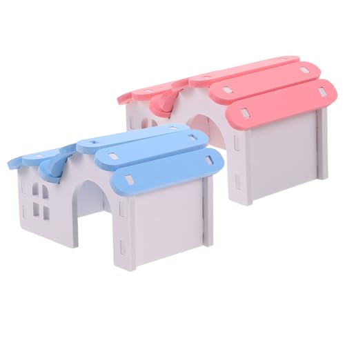 SHINEOFI Casa Refugio para Hámsteres Pequeña de Plástico 2 Unidades Colores Rosa y Azul Escondite Cómodo y Estimulante para Cobayas Ratones y Conejillos Adecuado para Jaulas de