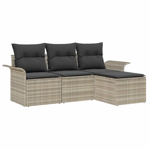 Canapé de jardin résistant aux intempéries modulable gris avec coussins de terrasse