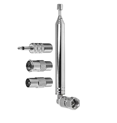 WANGCL FM DAB Radio Antenna Telescopic FM Aerial Replacement 76cm 7-Sections With F-Type Male Connector And 3PCS Converters for Radio TV AV