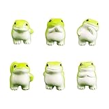 SOFREELIU Set of 6 Mini Resin Animals Frogs Figurines, Mini Resin Figures Tiny Animals Bulk Miniature Figures to Hide Tiny Frog Statue Decorations for Desk Decoration & DIY Craft Décor