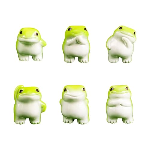 SOFREELIU Set of 6 Mini Resin Animals Frogs Figurines Mini Resin Figures Tiny Animals Bulk Miniature Figures to Hide Tiny Frog Statue Decorations for Desk Decoration & DIY Craft Dcor