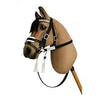 Generisch Hobby Horse Bridle, Black, White Lined with Locking Strap Including Reins, Hobbyhorse, Accessories for Hobby Horsing, Play Horse, Toy Bridle, Toy Bridle