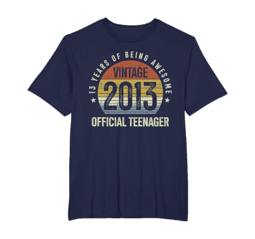 Official Teenager 13th Birthday 13 Years Old Vintage 2013 T-Shirt, Men's Big and Tall, Navy Blue, 5X Tall