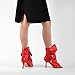 sexytag Women's Peep Toe Booties Slouchy Stiletto Kitten Heel Shark Boots Open Toe Back Zipper Ruched Detachable Snap Button Fashion Ankle Short Boot Red Size 7