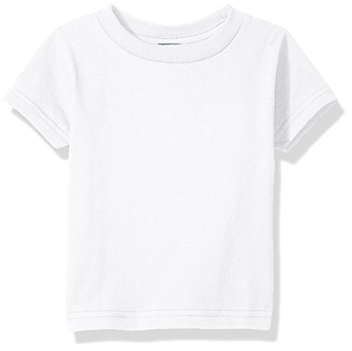 Clementine Baby Infant Soft Cotton Jersey Tees Short Sleeve Crewneck T-Shirt, White, 18MOS