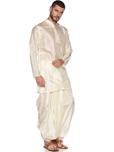 Mens Self Design Long Kurta with Dhoti Pant4