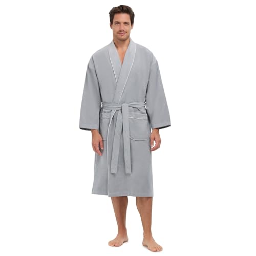 Image of MONARCH Chamois Microfiber Shawl Hotel Robe - Lightweight Absorbent Soft Spa Bathrobe in Cypress