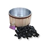 TINA PARA ESCALDA PÉS DE MADEIRA PINUS COM PEDRA E SAIS PARA ESCALDA PÉS