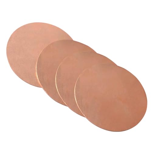 WSYCWG 4 Pcs Copper Round Plate Thickness 0.5Mm Diameter 10-30Mm, Copper Metal Sheet Suitable for DIY Crafts Home Improvement,0.5×25mm