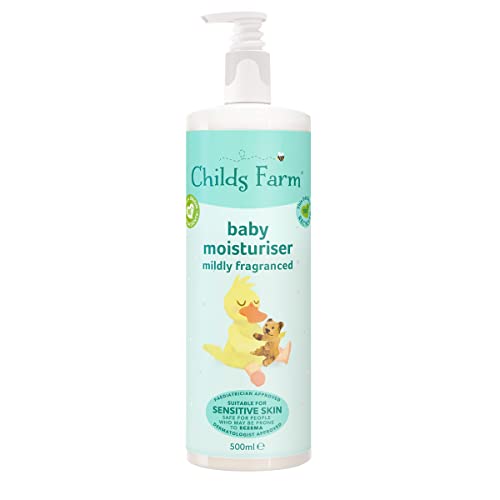 Childs Farm Baby Moisturiser Mildly Fragranced, Suitable for Newborn and Upwards with Normal, Sensitive and Eczema Prone Skin, Contains Shea and Cocoa Butter, White, 500 ml (Pack of 1)